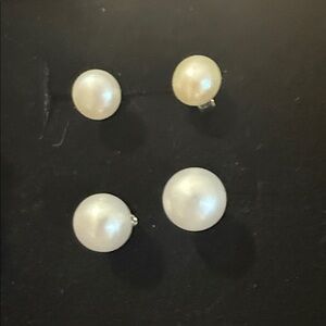 Elegant Pearl Sterling Stud Earrings